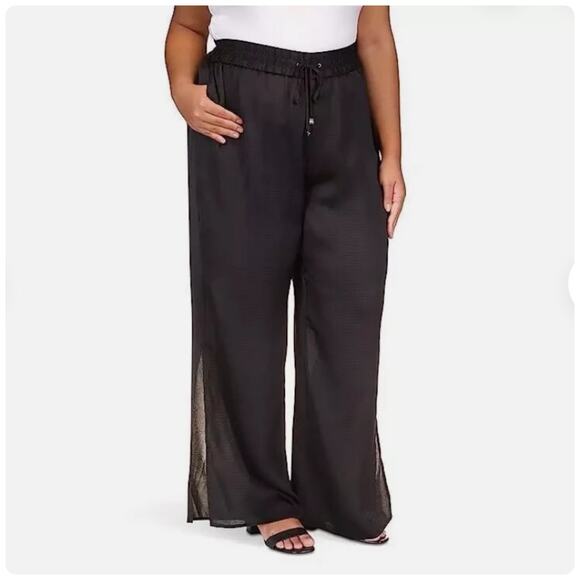 Michael Michael Kors Drawstring Elastic Waistband Textured Side Slits Pants 1X - Picture 2 of 15